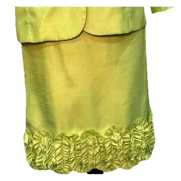 Nicolette 2pcs Skirt Suit Set Women's Size 12 Chatreuse Green Lined Vintage - Picture 3 of 14